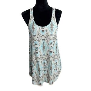 Calypso St Barth Sequins Sleeveless Tank Top - Aqua and Gray Size S